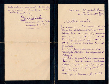 Armand Duréault Mâcon Académie Correspondance 4 lettres femme féminisme Blanchet