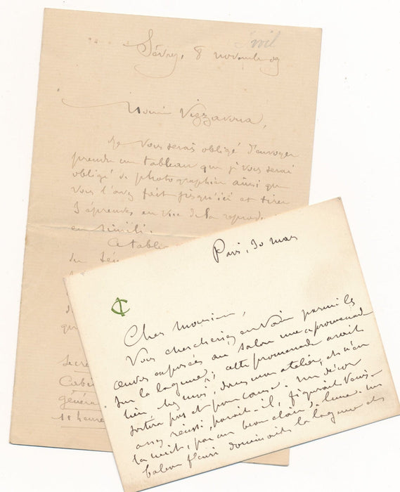 peintre Iwill lettre autographe signée ET carte photographie tableau esthétique