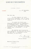 Banque Jean de DREUZY Union européenne lettre signée carte autographe