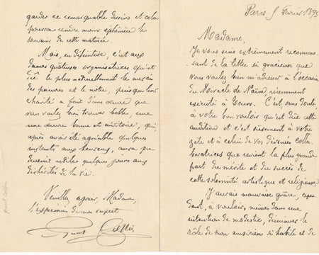 Paul COLLIN belle lettre sur drame Le Miracle de Naïm autographe signée