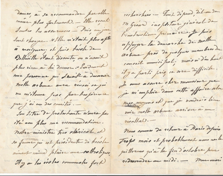 MIALARET épouse MICHELET lettre autographe signée propos politiques guerre 1872