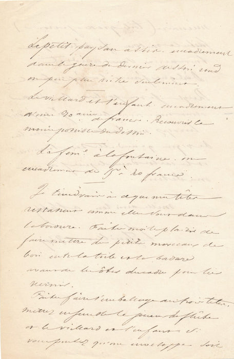 Alexandre Jean-Baptiste HESSE cite 4 tableaux pour encadrement lettre autographe