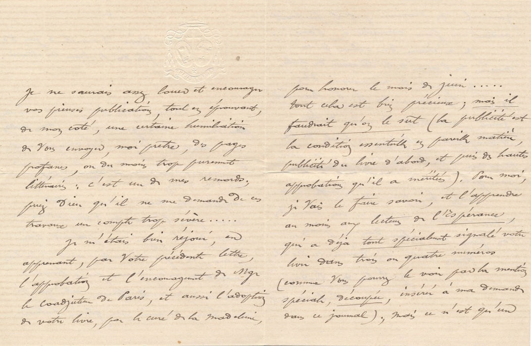 Religion Tobra de Bordas 4 lettres autographes signées Blanchet Polybiblion 1883