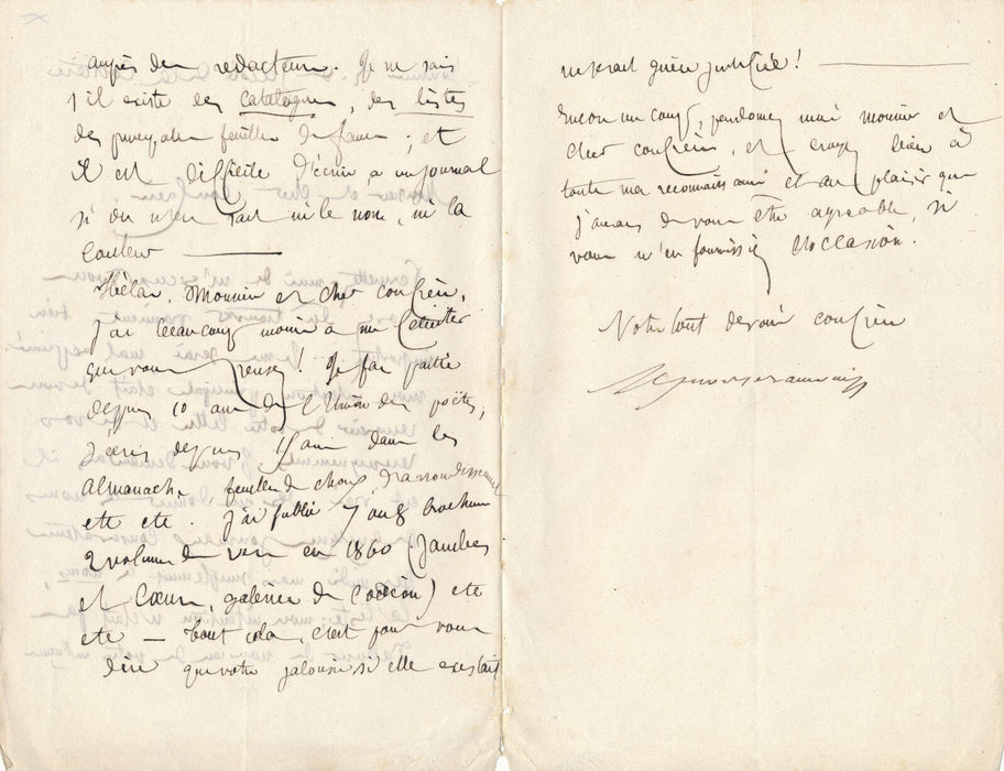 Francisque de BIOTIÈRE 27 lettres autographes signées à Eugène de LA COTTIÈRE