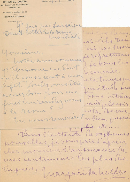 Margarita NELKEN Espagne République communiste femme 2 lettres autographes