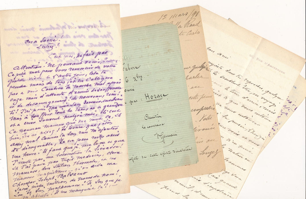 4 lettres autographes bel ensemble Gilles de Saint-Germain comédien théâtre