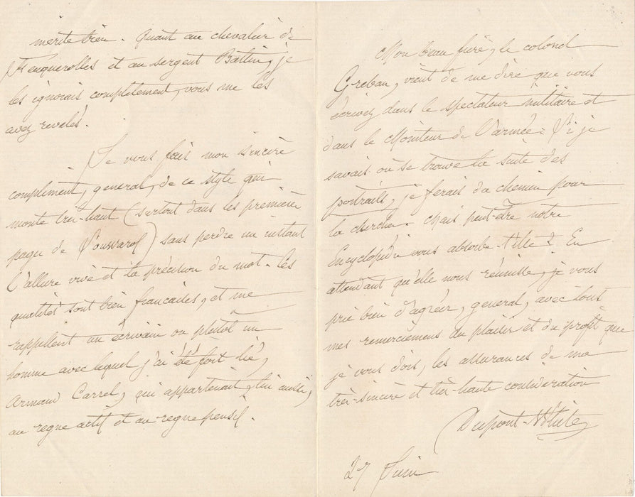 Charles Brook DUPONT-WHITE Joachim AMBERT lettre autographe signée Gens Guerre