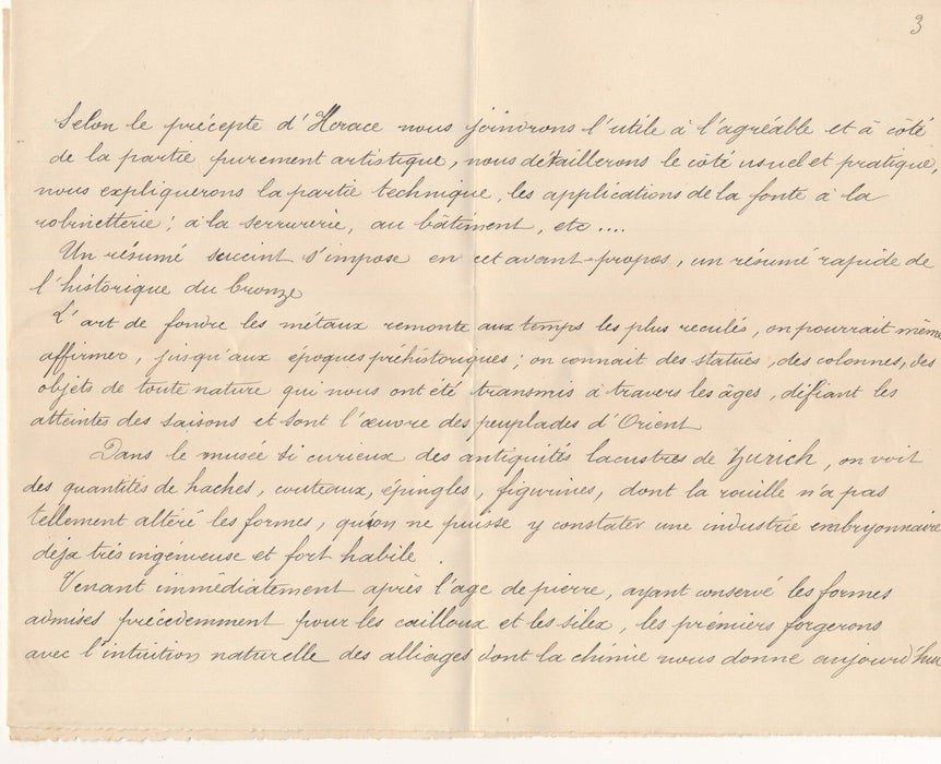 Maurice GUILLEMOT préface manuscrite 8 p. bronze 4 lettres projet Barbedienne