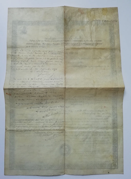 Acte signé Magne francisation navire Saint Jean-Baptiste, Marseille Jourdan 1860