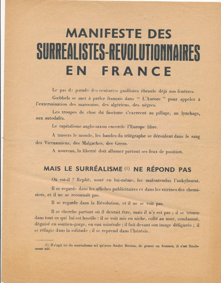 Manifeste surréalistes-révolutionnaires surréalisme Révolution 1947 Breton