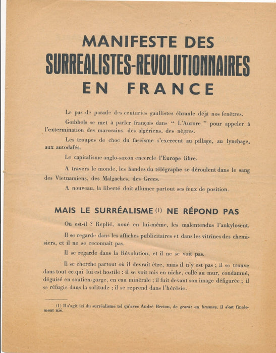 Manifeste surréalistes-révolutionnaires surréalisme Révolution 1947 Breton