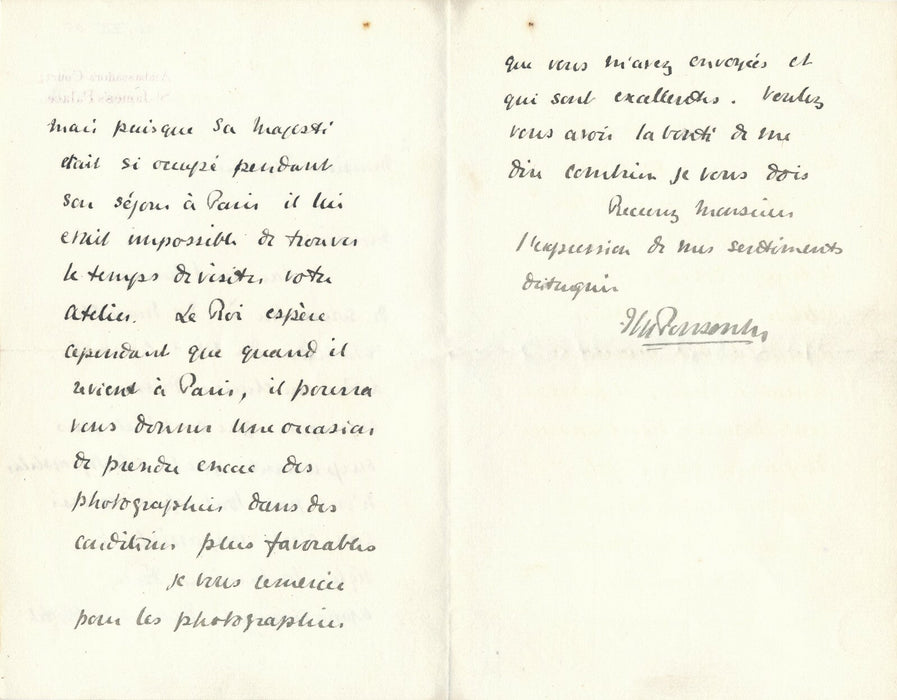 Secrétaire roi Edouard VII du Royaume-Uni lettre autographe signée photographie