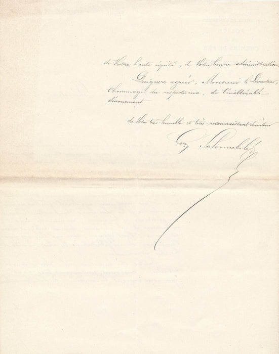 Guillaume SCHNAEBELÉ 3 lettres autographes signées à directeur Chemin Fer Sûreté