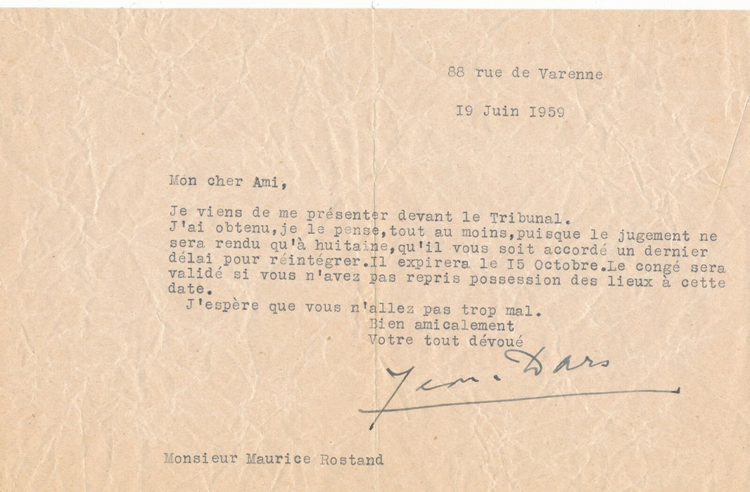 JEAN DARS réponse Lettre à Dieu de Maurice Rostand 3 lettres autographes signées