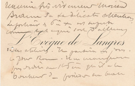 Évêque de Langres Sébastien Herscher ? carte autographe signée à A. Braun