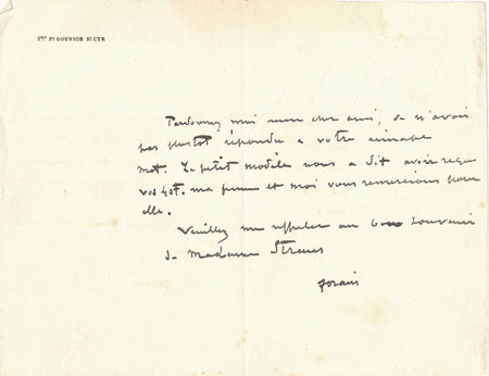 Jean-Louis FORAIN peintre illustrateur Lettre autographe signée modèle paiement