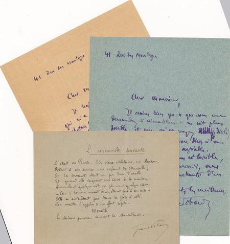 FRANC-NOHAIN 1 poème autographe 2 lettres écrivain poète