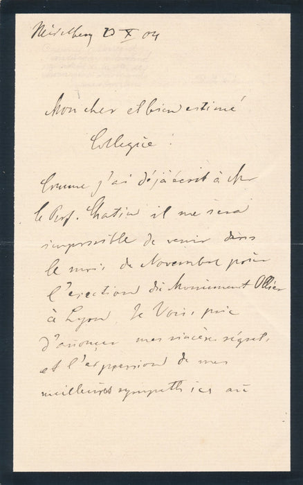 Vincenz CZERNY chirurgie allemand 2 lettres autographes Ollier Gallavardin