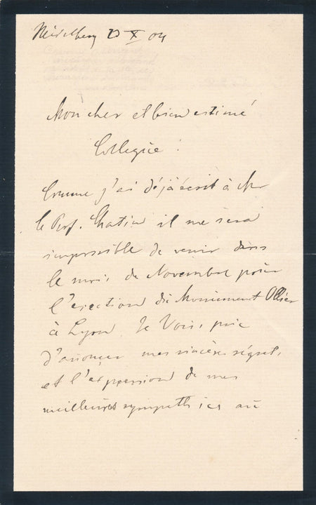 Vincenz CZERNY chirurgie allemand 2 lettres autographes Ollier Gallavardin