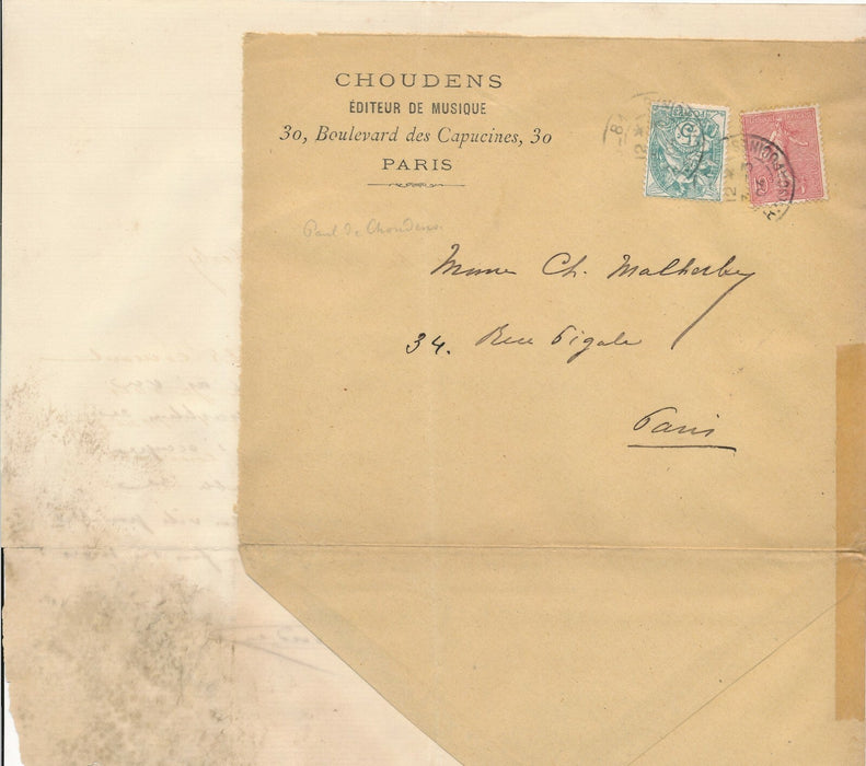 Paul CHOUDENS fils Antoine éditeur de musique Paris 7 lettres Bizet Don Procapio