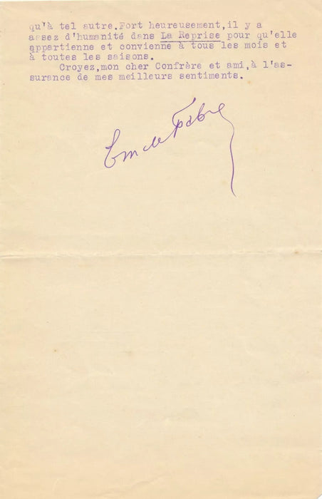 lot Émile Fabre 5 lettres 1 photo autographe Hommage Comédie Française comédiens