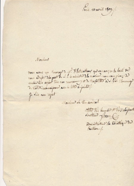 Joseph FLOCON Bibliothèque Sainte Geneviève Entrecasteaux lettre autographe