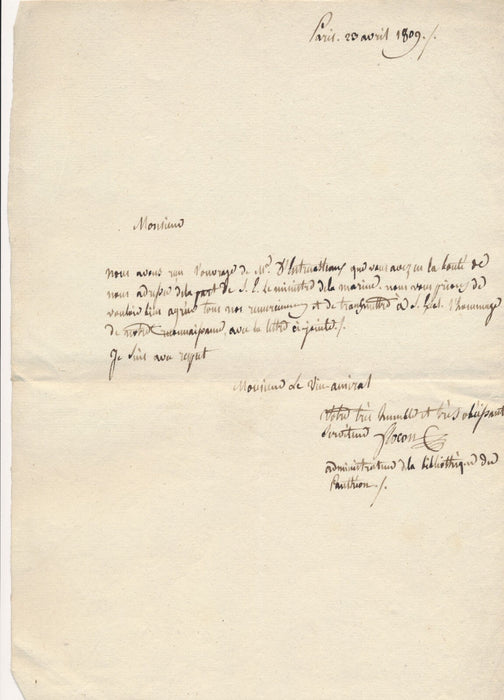 Joseph FLOCON Bibliothèque Sainte Geneviève Entrecasteaux lettre autographe