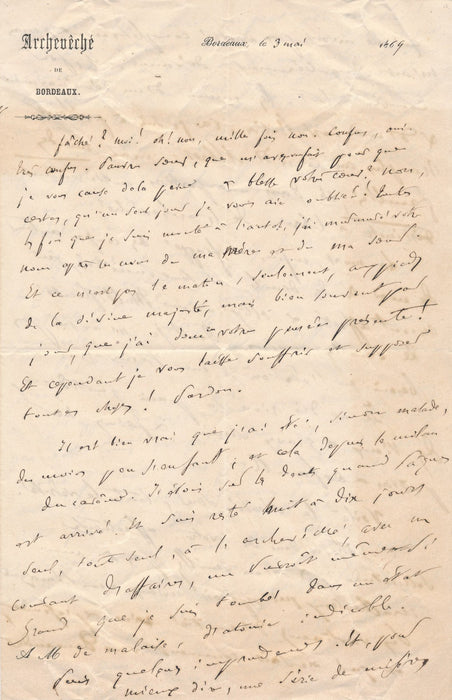 Religion Abbé Henri Bellot des Minières Bordeaux 3 lettres autographes signées