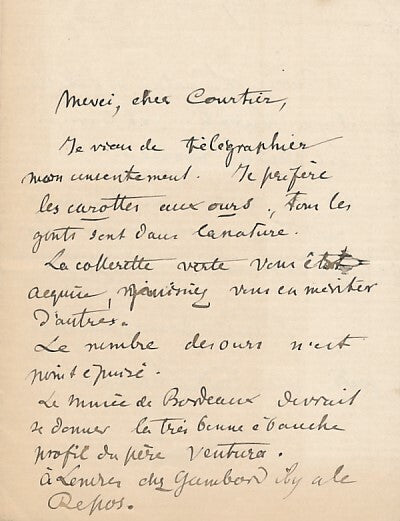 Henri LEHMANN 3 lettres autographes signées sur Repos, Ventura Sarah Tobie
