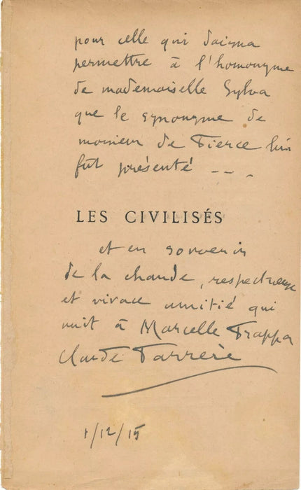 intéressant Lot Claude Farrère Farrere 4 lettres 3 dédicaces autographe