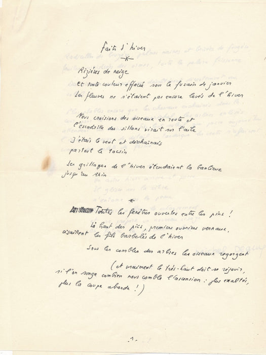 Michel DEGUY 4 poèmes autographes signés et version dactylographié