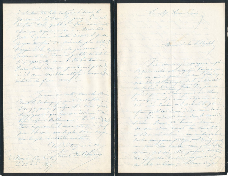 Charny amateur Louis Paris Napoléon Antoine Auvray 6 lettres  et 2 manuscrits