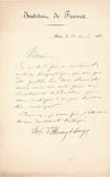 Léon d'Hervey de SAINT-DENYS sur Albert DUMONT helleniste lettre autographe
