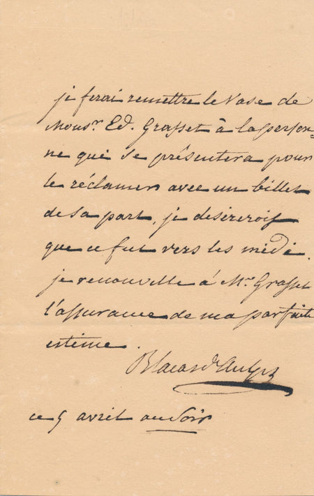 P. L. J. Casimir de BLACAS D AULPS lettre autographe signée collection vase