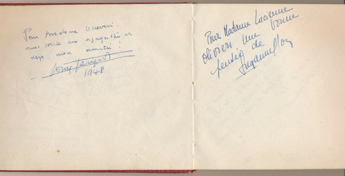 ALBUM AMICORUM 17 signatures Sacha Guitry Louis Jouvet Darrieux et 1 aquarelle