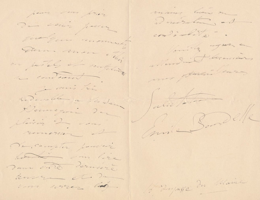BOURDELLE aux frères MARGUERITTE Tronçons du glaive lettre autographe signée