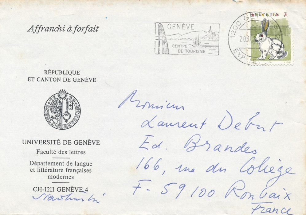 Jean Starobinski bibliographie Pierre Jean Jouve lettre autographe signée