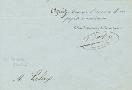 Ch. SAUNIER, graveur reçu autographe Louis Barbier église Bécourt Oudnah Tunisie