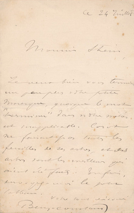 Camille Corot lettre autographe signée revient à Ville d Avray Rouen