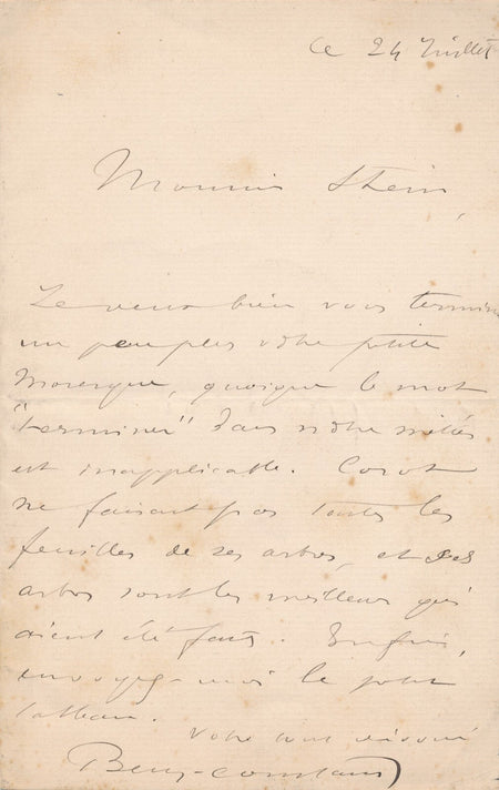 Camille Corot lettre autographe signée revient à Ville d Avray Rouen