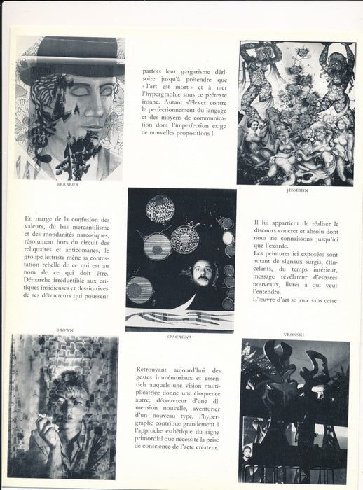 Aujourd’hui Le lettrisme et l’hypergraphie exposition galerie Stadler 1969