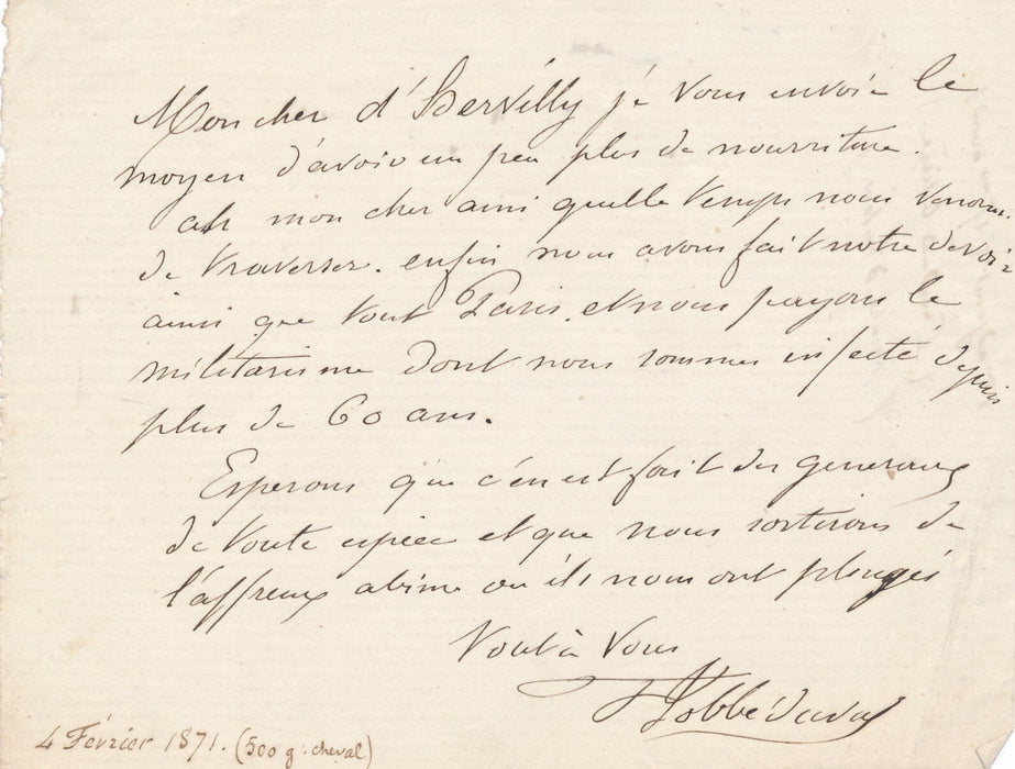 Félix JOBBÉ DUVAL peintre belle lettre autographe signée sur la Commune guerre