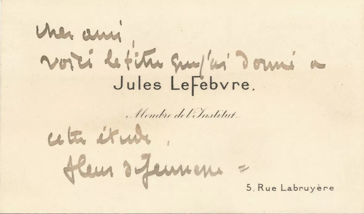 Jules LEFEBVRE peintre 4 cartes de visite autographes signées à Gaston BRAUN