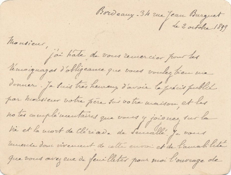 Généalogie de la famille de Vauloger Maine Normandie lettre autographe