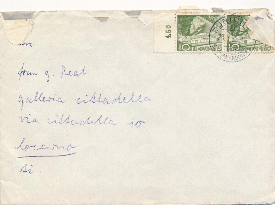 Suisse Fred Engelbert KNECHT lettre autographe signée 1952 galeriste Gisèle Réal