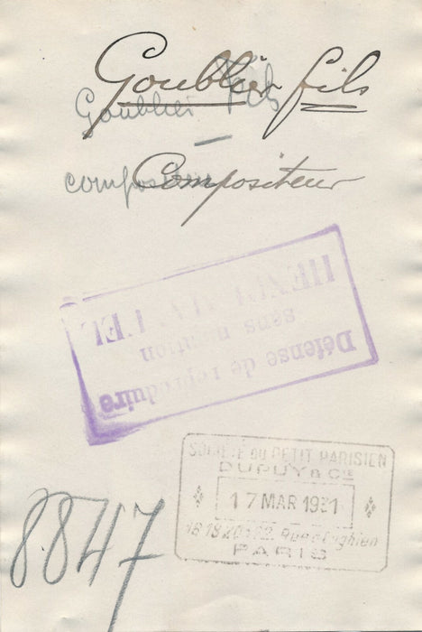 Henri GOUBLIER, Goublier fils compositeur photo photographie vintage 1931