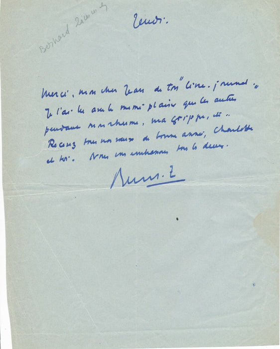 Bernard ZIMMER dramaturge scénariste lettre autographe signée livre journal