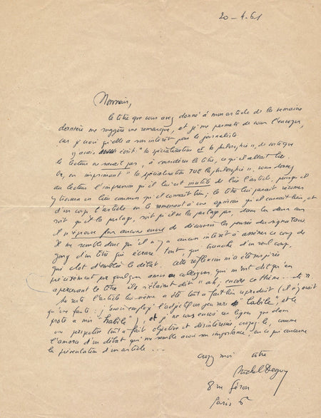 philosophie Michel DEGUY (1930-) article lettre autographe signée mécontent 