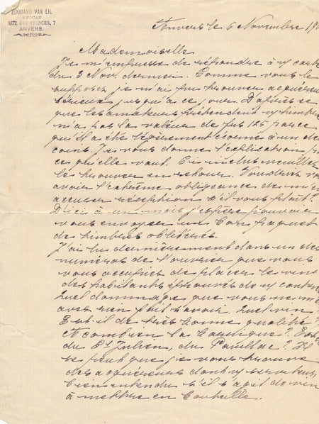 Anvers Edouard Van Lil avocat 2 lettres autographes signées Belgique livres