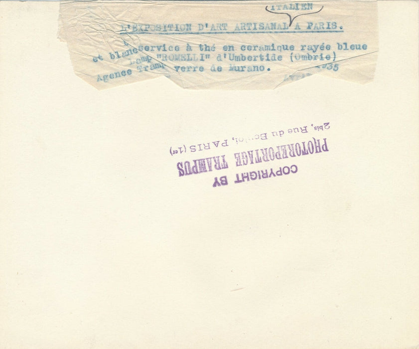 Exposition artisanal Italie italien Paris 1935 céramique Rometti d’Umbert photo